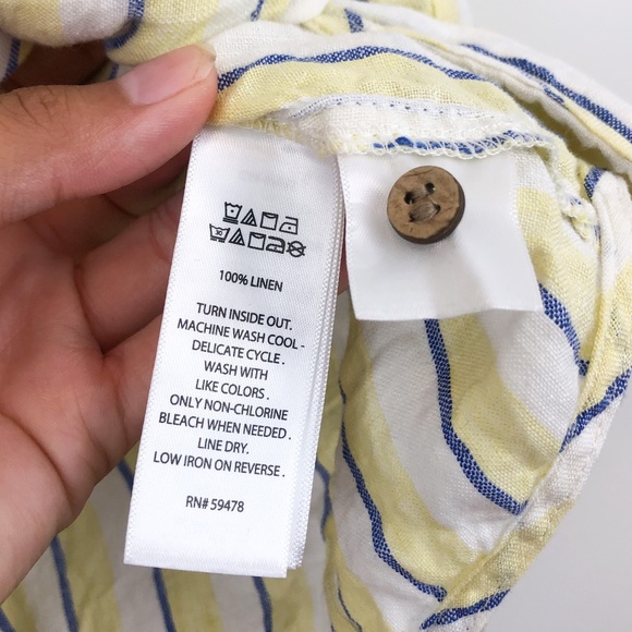 Rachel Zoe Yellow Striped Button Up Tie Front Top - Picture 6 of 6